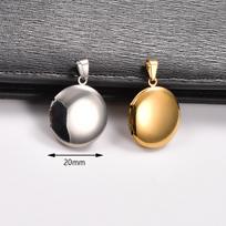 Stainless Steel Round Photo Box Locket Pendant Chain Necklace for Women Men Picture Frame Charms DIY Metal Jewelry Accessories Gold gray