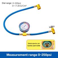 R134A Car Air Conditioning Repair Tools and Charging Kit Portable  Refrigerant Hose with Service Gauge for Quick Refilling Solutions B blue