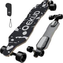 Qekud Elektrinis riedlentė S4 – 2000 W Didelio našumo Longboard, 42 km/val., 30 km nuotolis, Nuotolinio valdymo pultas, IPX4 atsparumas vandeniui, Suaugusiems ir paaugliams juoda