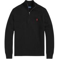 Polo Ralph Lauren Ss23 Pattern Logo Embroidered Print Half-Zip Pullover Long Sleeve Sweatshirt Men sweatshirt Black 710859939003-003 S black