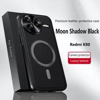 Redmi K80 dėklas Magnetinis Elegantiškas Oda Atsparus Dilimui Objektyvas Visiškai Dengtas Neslystantis Kraštas Dangtelis Korpusas Redmi K80 black