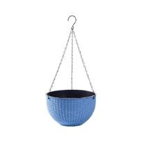 Modern Resin Hanging Pot Decorative Flower Basket Ratten Design Planter For Vertical Garden Arrangement Home Decors mėlyna
