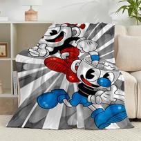 1PC Cup-head And Mugman Adventure Flannel Blanket Gift, Suitable for Both Men And Women, Soft Ideal for Beds And Sofa, Birthday Or Christmas Gift 75x90cm