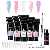 Painless Poly Nail Gel Kit with Extension Liquid Professional Nail Extension Kit DIY Gel Nail Art for Beginners At Home Salon Macaron ice pastel set