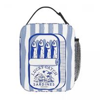 Tin Of Sardines Vintage Food Fisherman Insulated Lunch Bag High Capacity Meal Container Cooler Bag Tote Lunch Box Bento Pouch One Size gray
