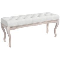 Lova pabaigos suoliukas su medinėmis kojomis ir paminkštinta sėdyne, apkrova 120 kg, prieškambariui, 110x37x49 cm, kremas 110 x 37 x 49 cm
