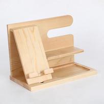 Solid Wood Mobile Phone Holder Desktop Storage Rack Multi-Functional Hanging Watch Glasses Keychain Rack brown