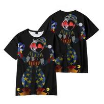 Moondrop FNAF Security Breach Full Body 3D All Over Print T-Shirt, Moon Animatronic Horror Character Graphic Short Sleeve Tee XS black