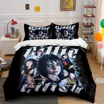 Billie Eilish Collage Print Bedding Duvet Cover Set Duvet Cover Pillowcases  (1*Duvet Cover 2*Pillowcases, without duvet insert) 135x200cm black