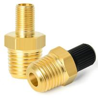 2 vnt. žalvarinių oro pripūtimo adapterių su ventilio kotu viduje 1/4  NPT (M) Standartiniam Schrader ventiliui (M) Padangų pripūtimo jungtis 2pcs beige