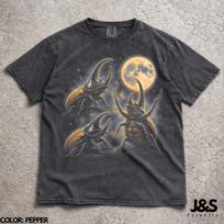 Three Hercules Beetle Moon Shirt, Funny Beetle Graphic Tee, Vintage Hercules Beetle Tshirt, Insect Lover Gift S gray