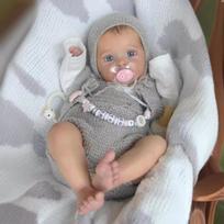 NPK 48cm Reborn Baby Toddler Girl Very Soft Cloth Doll Stuffed Toy Lifelike Real Soft Touch cloth body gray
