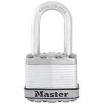 Master Laminated Padlock M1EURDLFCC su korozijos apsauga, boro karbido kilpa, 8 mm skersmens, 48 mm korpuso plotis, skirtingi raktai, 2 raktai, atsparus orams, saugumo įvertinimas 8/10