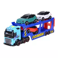 Dickie Volvo Car Transporter 203747017 - Mėlyna/Geltona, 2 liejiniai automobiliai, laisvaratis, atsegama priekaba, nuo 3 metų