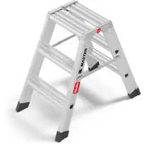 Hailo Master D80 2 x 3 pakopų dvipusė sulankstoma kopėčios, aliuminio, 150 kg apkrova, EN 131