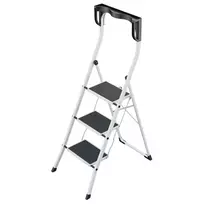 Hailo K75 ComfortLine 3 pakopų saugos kopėčios, sidabrinė/juoda, 150 kg talpa