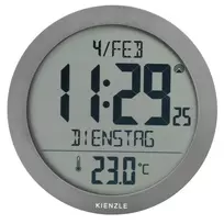 KIENZLE DCF radijo bangomis valdomas sieninis laikrodis su kambario temperatūros rodmeniu, antracito spalvos