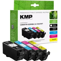 KMP suderinamų rašalo kasečių rinkinys 4 vnt. juoda, žydra, rausvai violetinė, geltona, skirta Canon PGI-525/CLI-526