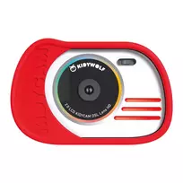 KIDYWOLF Foto ir vaizdo kamera raudona – 8MP vaikiška skaitmeninė kamera su 2.0 inch LCD, Full HD 1080p, 4x priartinimu, smūgiams atspariu silikoniniu dėklu, MicroSD lizdu, įtaisytomis žaidimais, įkraunama baterija, USB kabeliu ir kaklo dirželiu