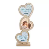 ZEP Frida 3x12x11.5 cm Wooden Frame with 3 Hearts RE333