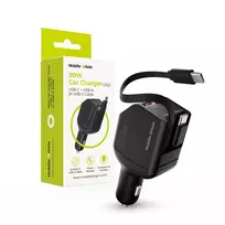 Mobile Origin 90W Car Charger CA22 USB-C+USB-A su 2x 60cm kabeliais