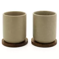 Bredemeijer Umea arbatos puodelių rinkinys 2x 200ml smėlio spalvos su padėkliukais 142025