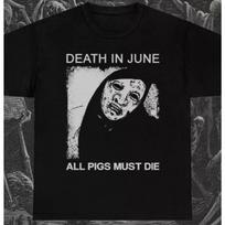 Death in June Visi kiaulės turi mirti Marškinėliai Muzikos grupė Rokas Punkas Metalas Uniseks marškinėliai Grafiniai Marškinėliai trumpomis rankovėmis Uniseks Vyrams Moterims Vasara S juoda