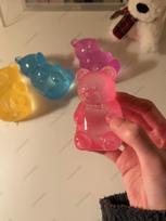 Colorful Gummy Bear Fudge Squeeze Toy Jelly Bean Gummy Candy Fidget Hand Relax Toy Anti-Stress Release For All Ages rožinė