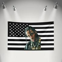 Rapper Singer Flag 3x5ft For Travis Scott Fans Banner Hd Print Brass Grommet Garage Bedroom Living Room Dorm Wall Decor Tapestry 74x94cm(29x37in)