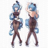 Genshin Impact Ganyu pillowcase Double-Side short plush pillowcase Dakimakura Pillow Cover for bed living room 100X70CM gray