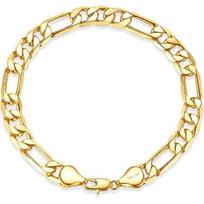 8 mm auksinės Figaro grandinėlės apyrankė vyrams ir moterims, 14K aukso apyrankės vyrams ir moterims, hipoalerginė Figaro grandinėlės apyrankė vyrams moterims, madinga 8inch beige