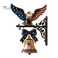 Vintage Style Wall Mount Decor Spirit of Liberty Eagle Bell, 250th Anniversary Mounted Bell Decoration Patriotic Metal for Front Door Garden Porch A