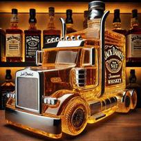 Sunkvežimio galvos formos stiklinis viskio grafinas Kūrybiškas sunkvežimio vairuotojo alkoholio butelis Baro ekspozicijos indas Truck head red cover brown