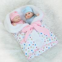 NPK lėlių dvynių rinkinys 26 cm Mini Reborn Visi viniliniai lėlės puikūs žaislai vaikams gimtadienio proga A Pair rožinė/mėlyna