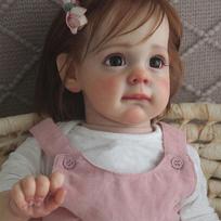60cm NPK Silicone Vinyl Reborn Baby Knitted Cloth Doll Bath Toy Lifelike Real Soft Touch brown