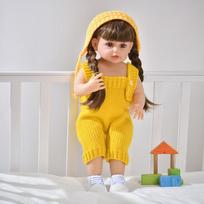 NPK 55 cm Baby Doll Girl Reborn Princess Minkšta viso kūno silikoninė vonios lėlė 55cm geltona