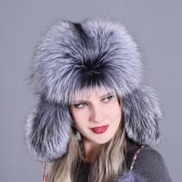 Moteriškos žiemos šiltos snapelės ausinės kepurė Rolled Edge Fox Plaukai šilti moteriški žieminiai Moteriški sustorėjusio kailio moteriška kepurė suaugusiems one size gray