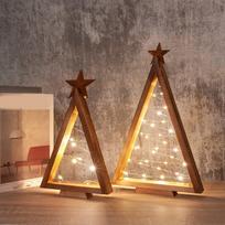 Lighting up Wood Christmas Tree Desktop Ornament Festival Tree For Tabletop Mantels Shelf Display Holiday Decoration