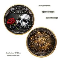 Phantom of the Opera Rose & Mask Gold Commemorative Coin 40x40x3mm auksas