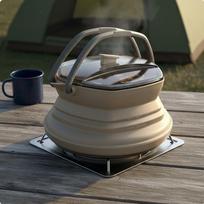 Foldable Silicone travel Kettle Camping Pot Lightweight Portable Water Boiler for Campers, Light Khaki gray