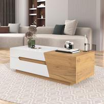 Extendable Coffee Table, Living Room Table with Drawers, Side Table with Color Block Structure 120 x 50 x 37.5 cm