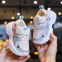Breathable Baby Boy Sport Shoes with Soft Soles & Flashing Lights - Lace-Up Luminous Sneakers for Girls & Toddlers Size 22, 14cm gray