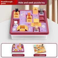 Hidden Cat Puzzle Clearance Board Game Cat Children Spatial Planning Logical Thinking Training Montessori Educational Toys Gifts beige