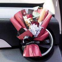 Mini rožių puokštė Automobilio džiovintų gėlių oro išleidimo angos aromaterapija Kūrybingos gėlės Mini puokštė Automobilio kvepalai Oro gaiviklis Ornamentas brown