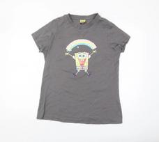 Nickelodeon George Women's Grey SpongeBob T-Shirt M gray
