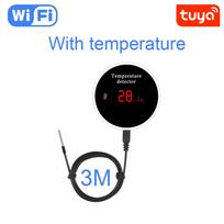 Haozee Tuya Smart WIFI Thermometer With External Temperature Probe USB Charge or Rechargable Battery With temperature 3M black