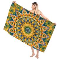 Mandala Bathroom Bath Towels for Adults Sauna Vintage Beach Towel Gym Towel Set Large Hotel Woman Shower Quick Drying Microfiber W30*H60(CM) beige