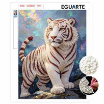 Majestic Tiger Pearl Kit 5D DIY Round Rhinestone Art for Adults Relaxing Handmade Wall Decor National Day Gift Frameless Design 30x40cm gray