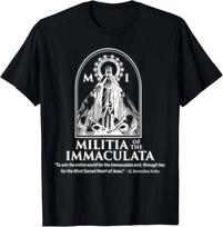 Militia of The Immaculata St. Maximilian Kolbe Catholic T-Shirt L black