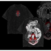 Vintage Washed Alchemist Symbol T-shirt Red and Black Anime Shirt Anime Lover Gift Graphic Print Oversized Washed Trendy T-shirt Wear Cool Top L black